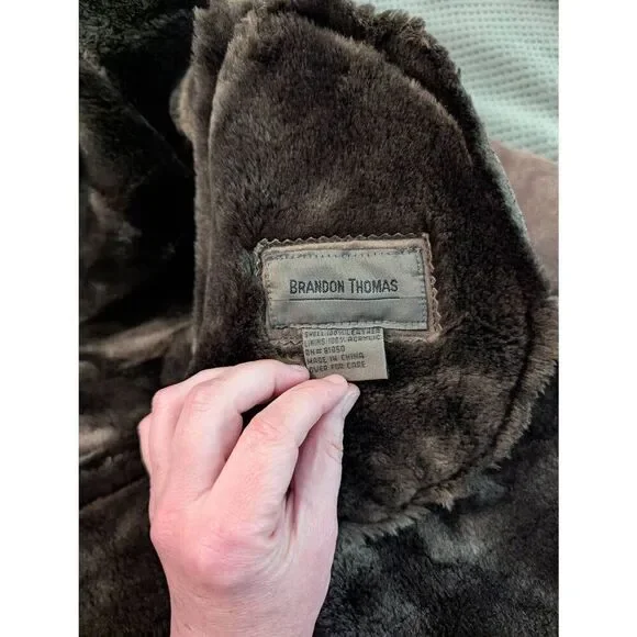 Vintage Brandon Thomas Women's Large 100% Genuine Leather Overcoat Trench Coat - Picture 3 of 8